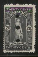 CANADA ONTARIO 1929-40 LAW STAMP REVENUE 20C BLACK USED BF#022 - Fiscale Zegels
