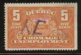 CANADA QUEBEC 1934 UNEMPLOYMENT TAX REVENUE 5C ORANGE USED BF#001 - Fiscale Zegels