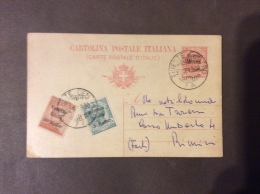 1920 VENEZIA GIULIA INTERO POSTALE  CON AGGIUNTA DA TRIESTE CENTRO 7 A  PER RIMINI - Marcophilia