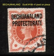 BECHUANALAND PROTECTORATE    Scott  # 69 VF USED ON PIECE - 1885-1964 Protectorado De Bechuanaland