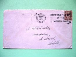 Ireland 1950 Cover To England - Arms - Bank Slogan - Brieven En Documenten