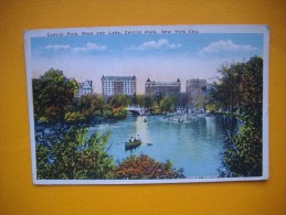 Cpa  NEW YORK CITY  - Central Park West And Lake - - Parchi & Giardini