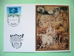 United Nations Vienna 1980 Special Cancel UNICEF On Postcard - Flag Painting Mother And Child - Briefe U. Dokumente