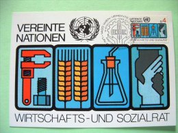 United Nations Vienna 1980 FDC Maxicard - ECOSOC - Economy Chart Wheat Chemistry Hands Tool Screw - Brieven En Documenten