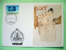 United Nations Vienna 1981 Special Cancel BEPHILA UNICEF On Postcard - Flag - Painting Mother And Child By Mary Cassat - Storia Postale