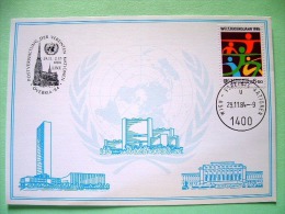 United Nations Vienna 1984 Special Cancel Ovebria Linz On  Postcard - International Youth Year - Covers & Documents