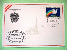 United Nations Vienna 1986 Special Cancel UNO Pax 86 On Postcard - Peace Year - Brieven En Documenten