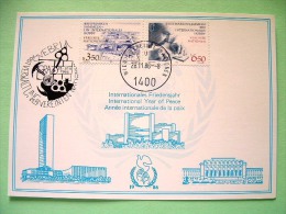 United Nations Vienna 1986 Special Cancel Ovebria On Postcard - UN Stamps - Stamp Engraver - Cartas & Documentos