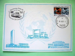 United Nations Vienna 1987 Special Cancel Sonnenzug-Phila On Postcard - Train Cancel - Fight Drugs - Briefe U. Dokumente