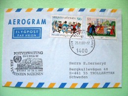 United Nations Vienna 1987 Special Cancel Ovebria On Aerogramme - UN Day Dance - Covers & Documents