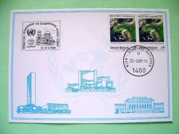 United Nations Vienna 1989 Special Cancel On Postcard - Weather Watch Map (Scott 91 X2 = 2 $) - Lettres & Documents