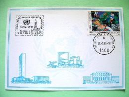 United Nations Vienna 1989 Special Cancel Nurtingen On Postcard - Health In Sport - Tennis - Briefe U. Dokumente