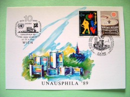 United Nations Vienna 1989 FDC Maxicard - Offices In Vienna 10 Anniv. - Lettres & Documents