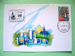 United Nations Vienna 1989 Special Cancel KOLN On Postcard - World Bank - Health Care And Education - Cartas & Documentos
