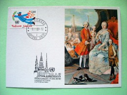 United Nations Geneva 1989 Special Cancel Kobenhaven On Postcard - Postman - Painting By Meytens - Briefe U. Dokumente