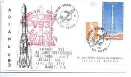 KOUROU : Carte Commémorative Du Lancement  Ariane V 100 Le 23-IX-1997( Marcophilie, Philatélie ) - Espace