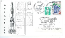 KOUROU : Carte Commémorative Du Lancement  Ariane V 95 Le 16-IV-1997( Marcophilie, Philatélie ) - Raumfahrt