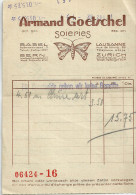 Rechnung  "Armand Goetschel, Soieries, Lausanne"  (Schmetterling)        1932 - Suisse