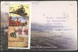 INDIA Postal History Letter Brief IN 025 Personalities Train Railway Station Air Mail - Cartas & Documentos