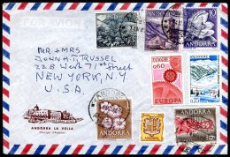 ANDORRA, SPAIN BUREAU TO USA Cover W/8 Stamps, VF - Storia Postale