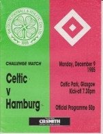 Official Football Programme CELTIC - HAMBURG Friendly Match 1985 - Habillement, Souvenirs & Autres