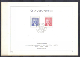 Czechoslovakia FIRST DAY SHEET Mi 2283-2284 President Husak   1975 - Briefe U. Dokumente