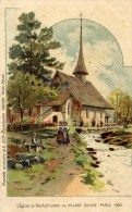 75 - PARIS - Exposition 1900 - L'Église De Wurtzbrunnen Au VILLAGE SUISSE - (illustrateur Trinquier-Trianon) - Couleur - Trin