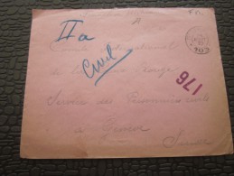 CAD Trésor & Postes 1915 SP 103 HR 287é Infanterie Guerre 14-18 Lettre FM Comité International Croix-Rouge Genève Su - Cruz Roja