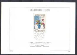 Czechoslovakia  FIRST DAY SHEET Mi 2185-2188 Graphic Flowers Gross  Sladek  Dubay  Broz   1974 - Lettres & Documents