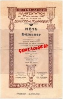 87 - LIMOGES - TRES RARE MENU ECOLE FERET DU LONGBOIS -27-11-1947- MANDON-JOLY- CARICATURE DE CHABERNAUD - Menus