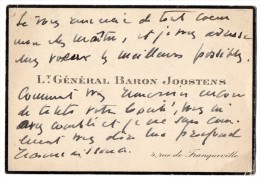 VP1258 - MILITARIA - CDV - Carte De Visite - Lieutenant Général Baron JOOSTENS - PARIS - Visiting Cards