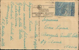 1950 SABENA BRUXELLES BRUSSEL BELGIQUE BELGIE - Vlagstempels