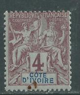 Cote D´Ivoire N° 3 XX Type Groupe : 4 C. Lilas-brun Sur Gris Sans Charnière, TB - Unused Stamps