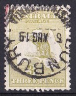 Australia 1918 Kangaroo 3d Olive 3rd Wmk BUNBURY, WA Used - Usados