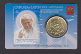 Coin Vatican City 2014 0.50 Euro UNC Stamp & Coin Card Nr. 5 Pope John Paul II - Vaticano (Ciudad Del)