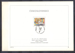 Czechoslovakia FIRST DAY SHEET Mi 2138+3139 Radio  And Television   1973 - Covers & Documents