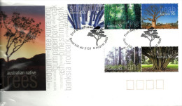 AUSTRALIA FDC NATIVE TREES SET OF 5 STAMPS NO S.A DATED 08-08-2005 CTO SG? READ DESCRIPTION !! - Briefe U. Dokumente