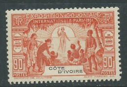 Cote D'Ivoire N° 86 XX Exposition Coloniale De Paris : 90 C. Rouge-orange  Sans Charnière, TB - Unused Stamps