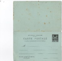 TB 185 - Entier Postal Type Sage - Carte Postale Avec Réponse Neuve - Cartes Postales Types Et TSC (avant 1995)