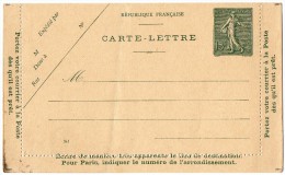 TB 192 - Entier Postal Type Semeuse Lignée - Carte Lettre Neuve - Kaartbrieven