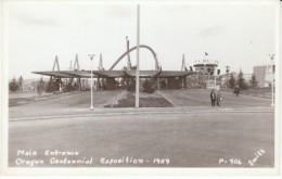 Portland Oregon, Main Entrance Oregon Centennial Exposition 1959, C1950s Vintage Real Photo Postcard - Portland