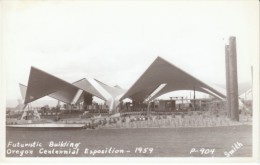 Portland Oregon, Oregon Centennial Exposition, Futuristic Building Architecture, C1950s Vintage Real Photo Postcard - Portland