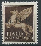 1944 RSI GNR USATO BRESCIA I TIPO POSTA AEREA 50 CENT - ED822 - Luchtpost