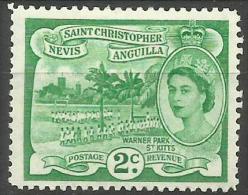St Christopher, Nevis & Anguilla - 1954 Warner Park, St Kitts 2c MLH *   SG 108 Sc 122 - St.Christopher-Nevis-Anguilla (...-1980)