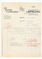 LES ENCRES D'IMPRIMERIE  ETent  LEFRANC à PARIS 1944 - Printing & Stationeries