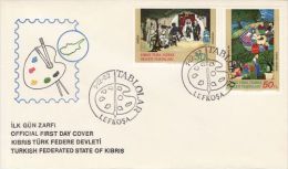 TURKISH CYPRUS 1982 PAINTING  FDC - Lettres & Documents