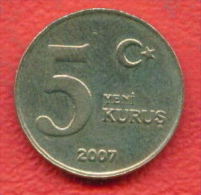 F4374 / - 5 Kurus - 2007 - Turkey Turkije Turquie Turkei - Coins Munzen Monnaies Monete - Turquia