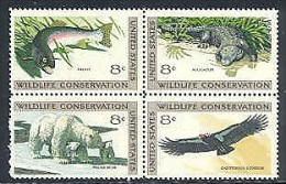 1971 USA Wildlife Conservation Stamps #1427-30 1430a Trout Fish Alligator Crocodile Polar Bear Condor Eagle Bird Fauna - Arctische Fauna