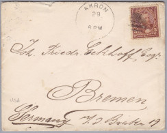 USA 1896-?-29 AKRON Brief Nach Bremen (Marke Rechte Seite Ungezähnt) - Cartas & Documentos
