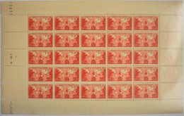 FRANCE - 1/2 FEUILLE 1940 - N° 453 CARTE De L'EMPIRE FRANCAIS  - 25 TIMBRES NEUFS** - Ganze Bögen